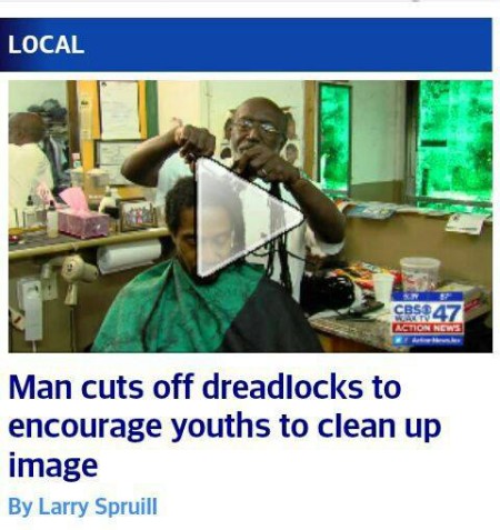 man cuts locks